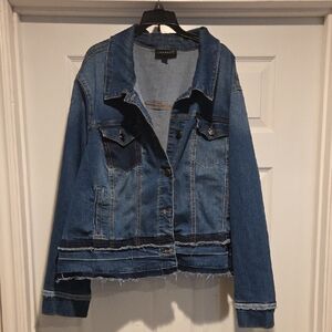 Lane Bryant Blue Denim Jacket with Frayed Edges